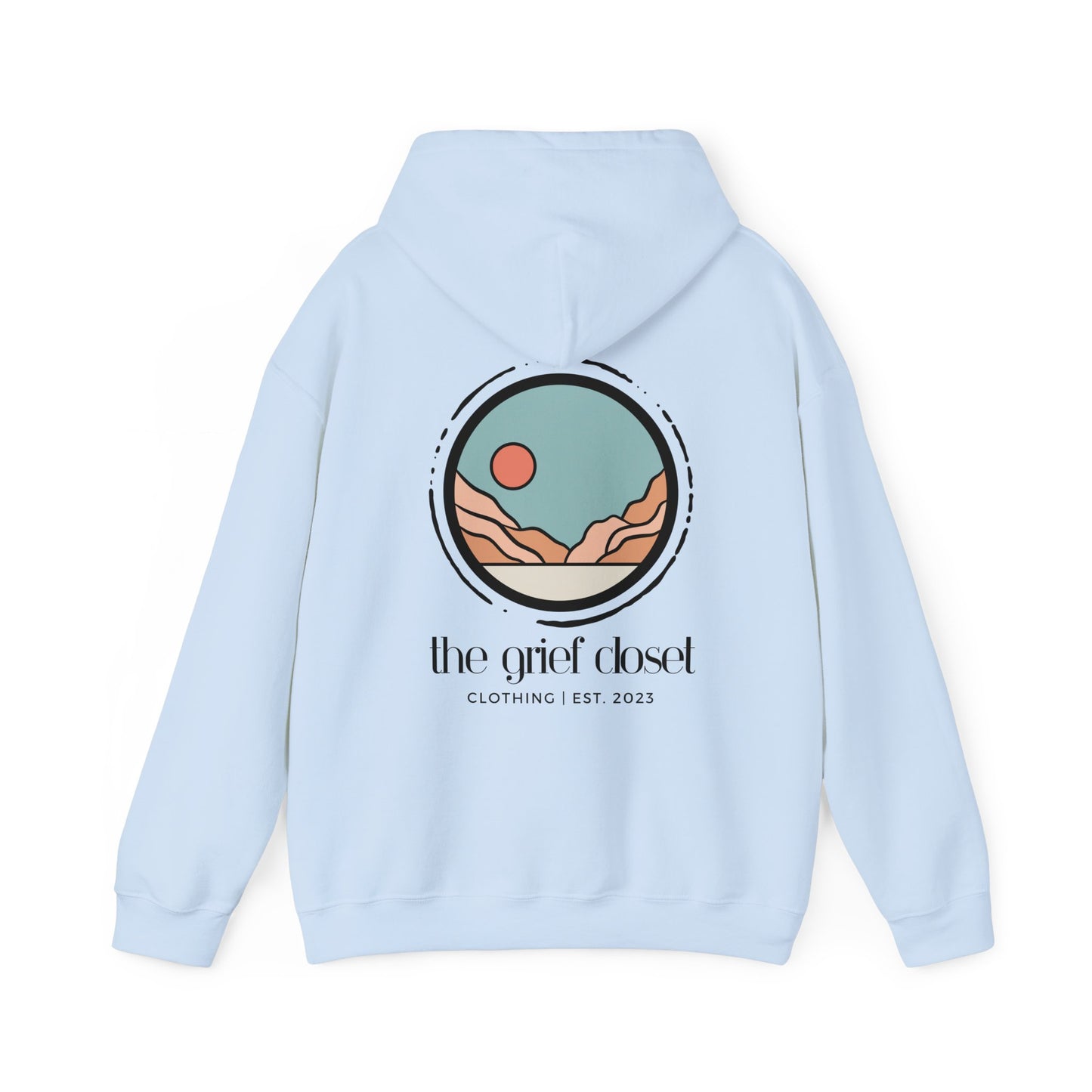 The Grief Closet Logo Front and Back | Dark Text Hoodie