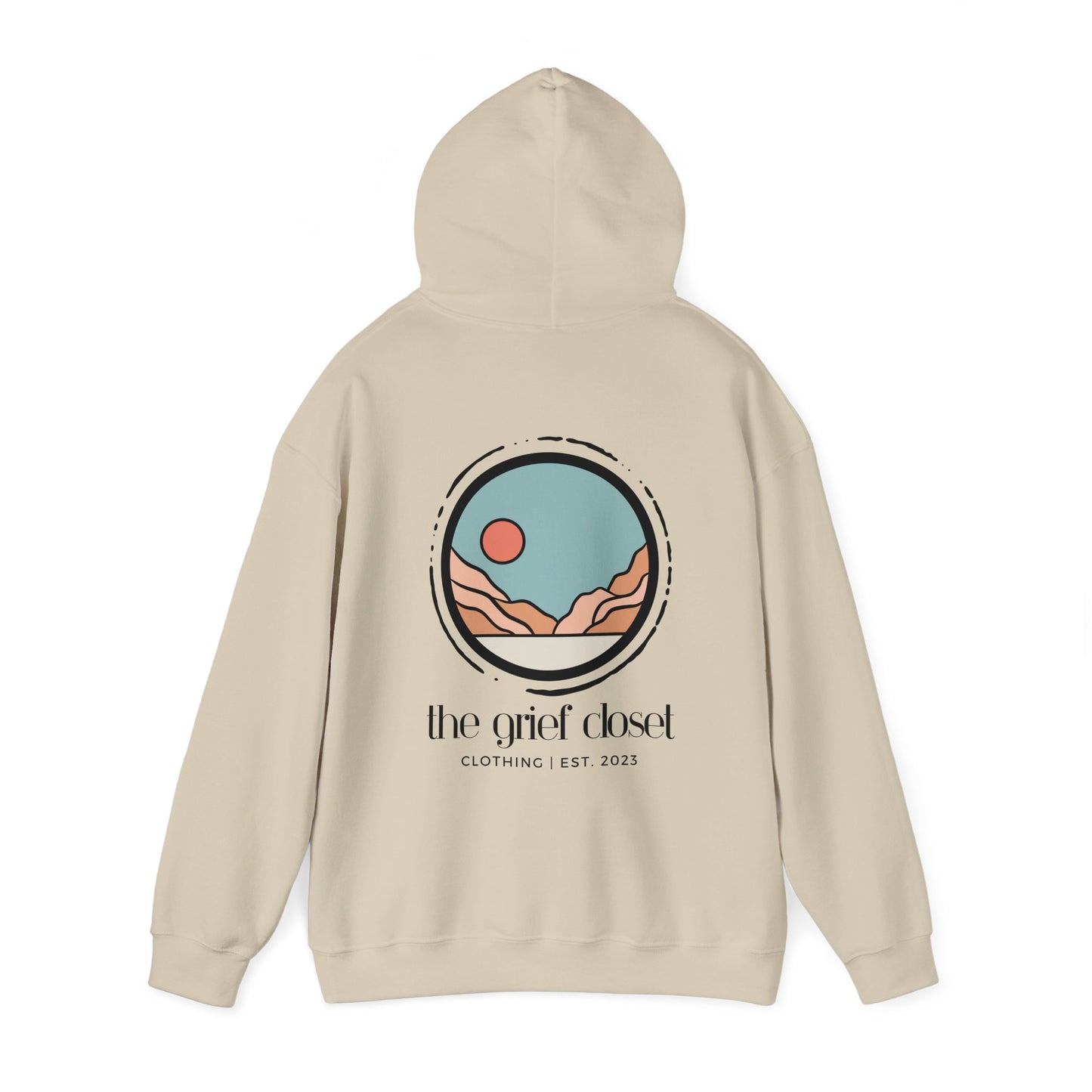 The Grief Closet Logo Front and Back | Dark Text Hoodie