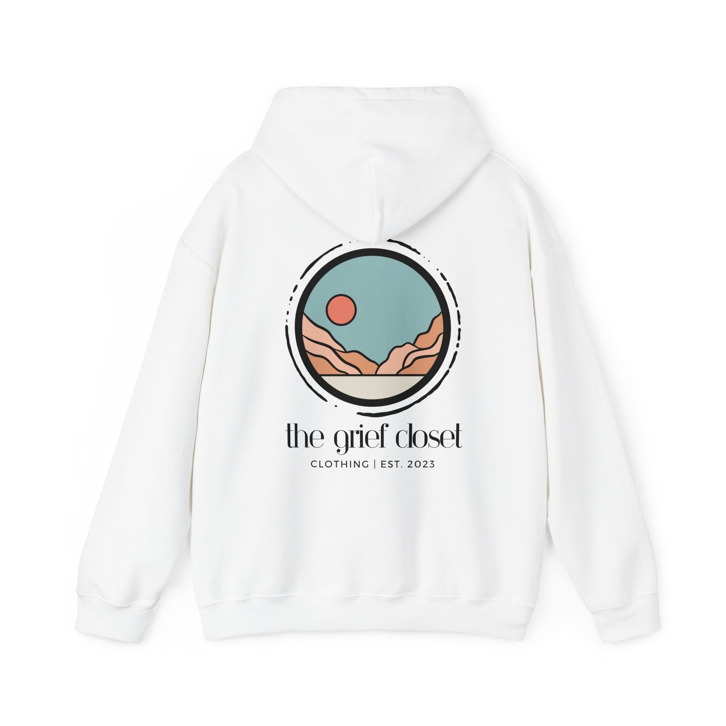 The Grief Closet Logo Front and Back | Dark Text Hoodie