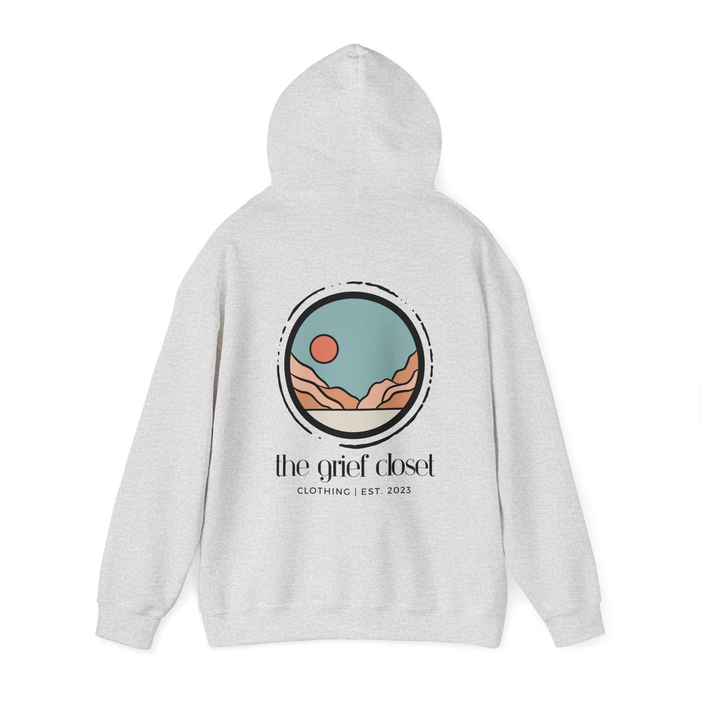 The Grief Closet Logo Front and Back | Dark Text Hoodie