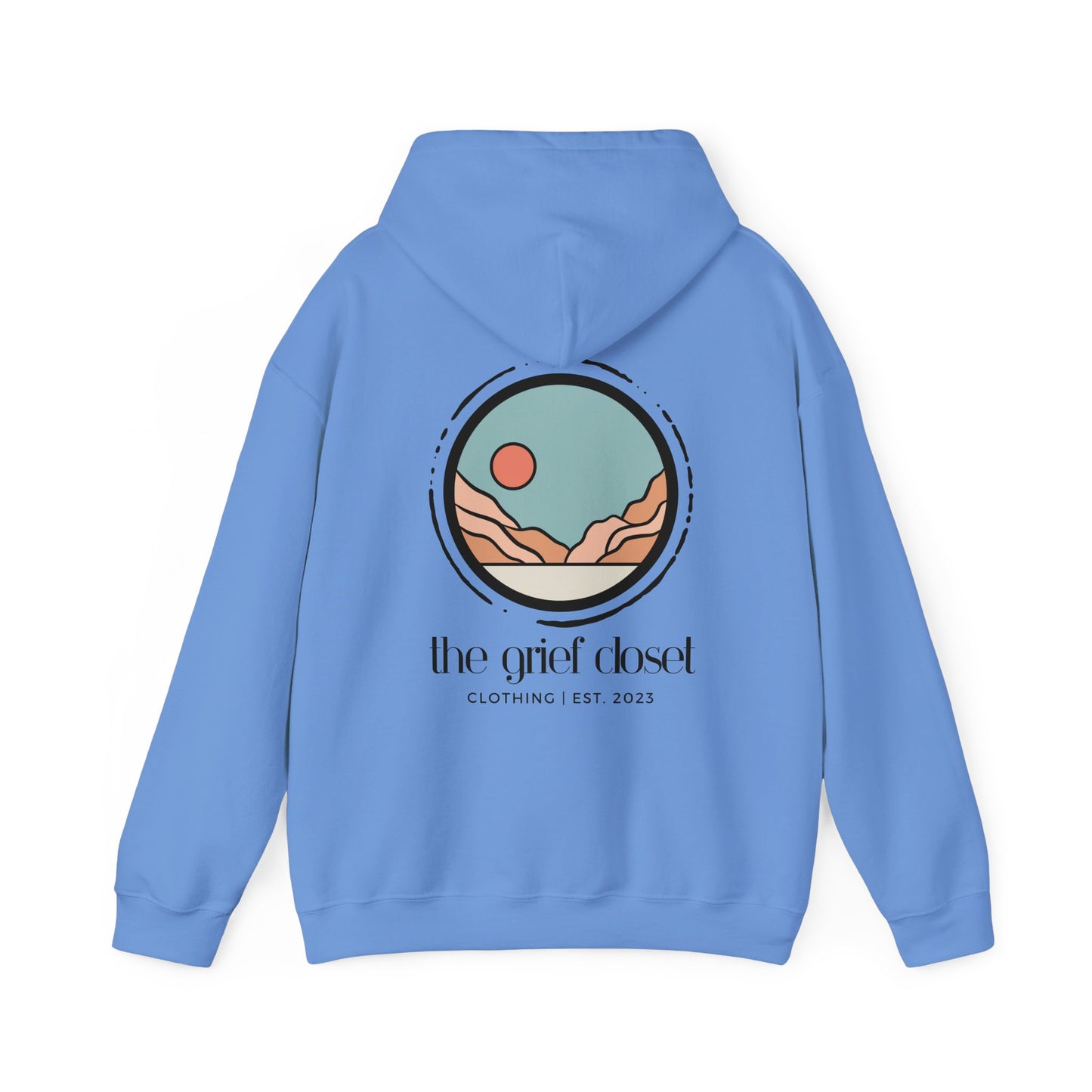 The Grief Closet Logo Front and Back | Dark Text Hoodie