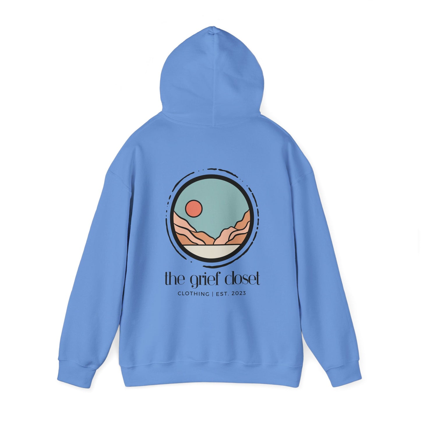 The Grief Closet Logo Front and Back | Dark Text Hoodie