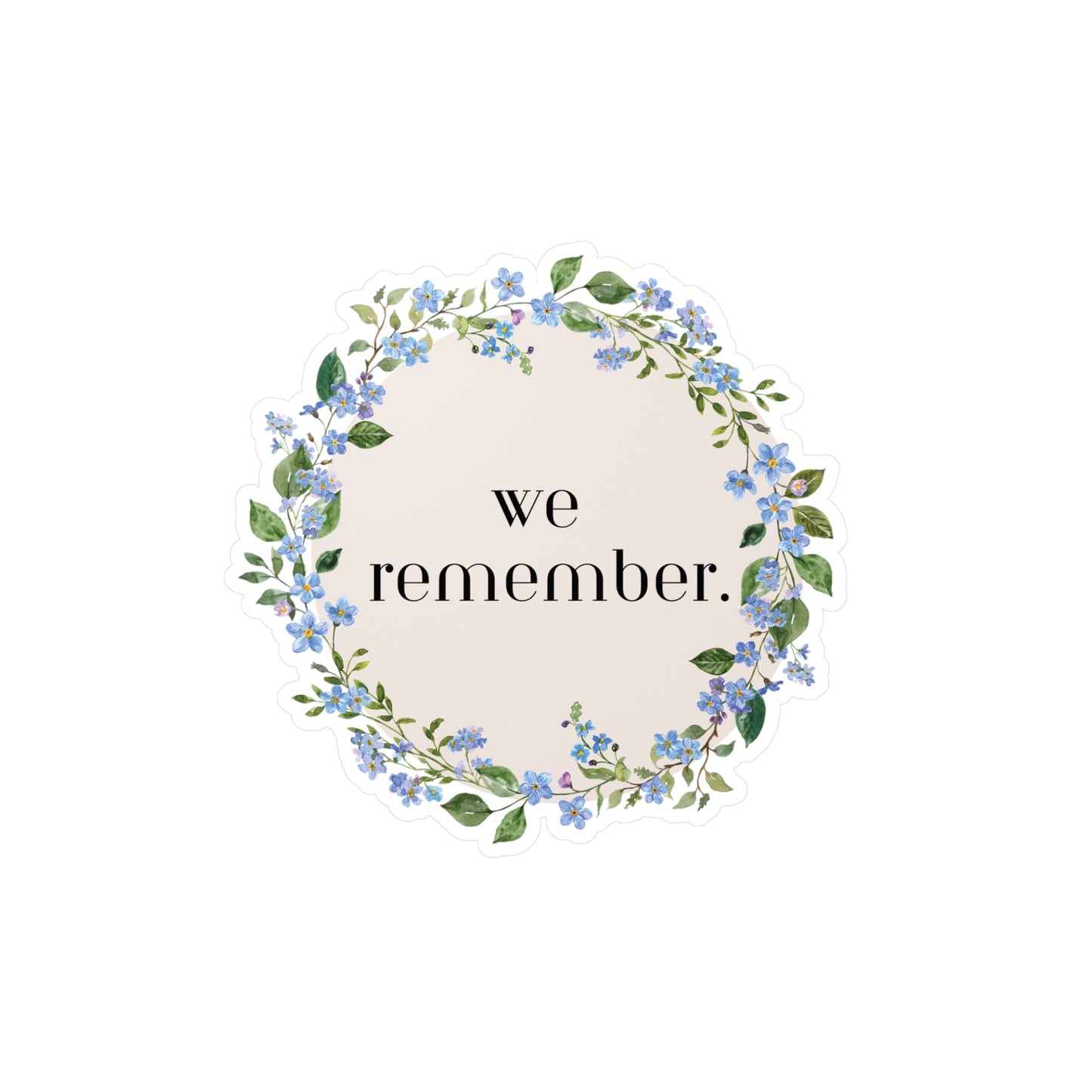 We Remember (Forget Me Not Wreath) | Vinyl Sticker