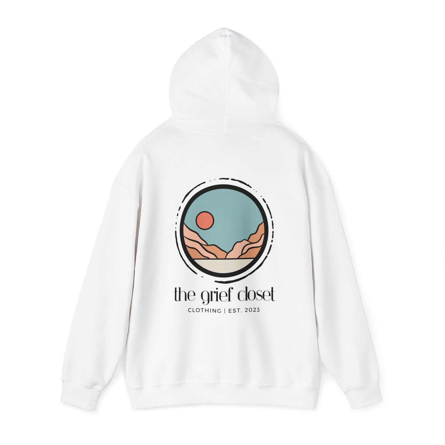 The Grief Closet Logo Front and Back | Dark Text Hoodie