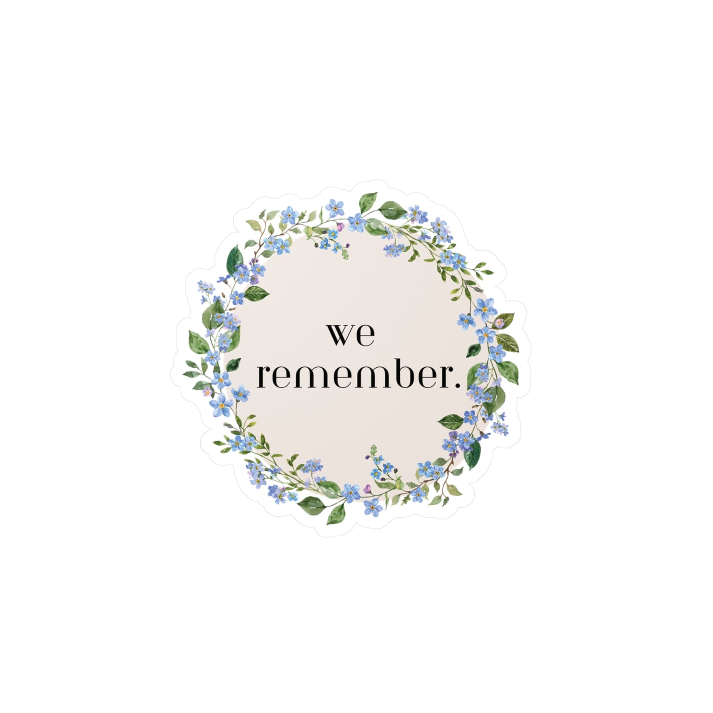 We Remember (Forget Me Not Wreath) | Vinyl Sticker