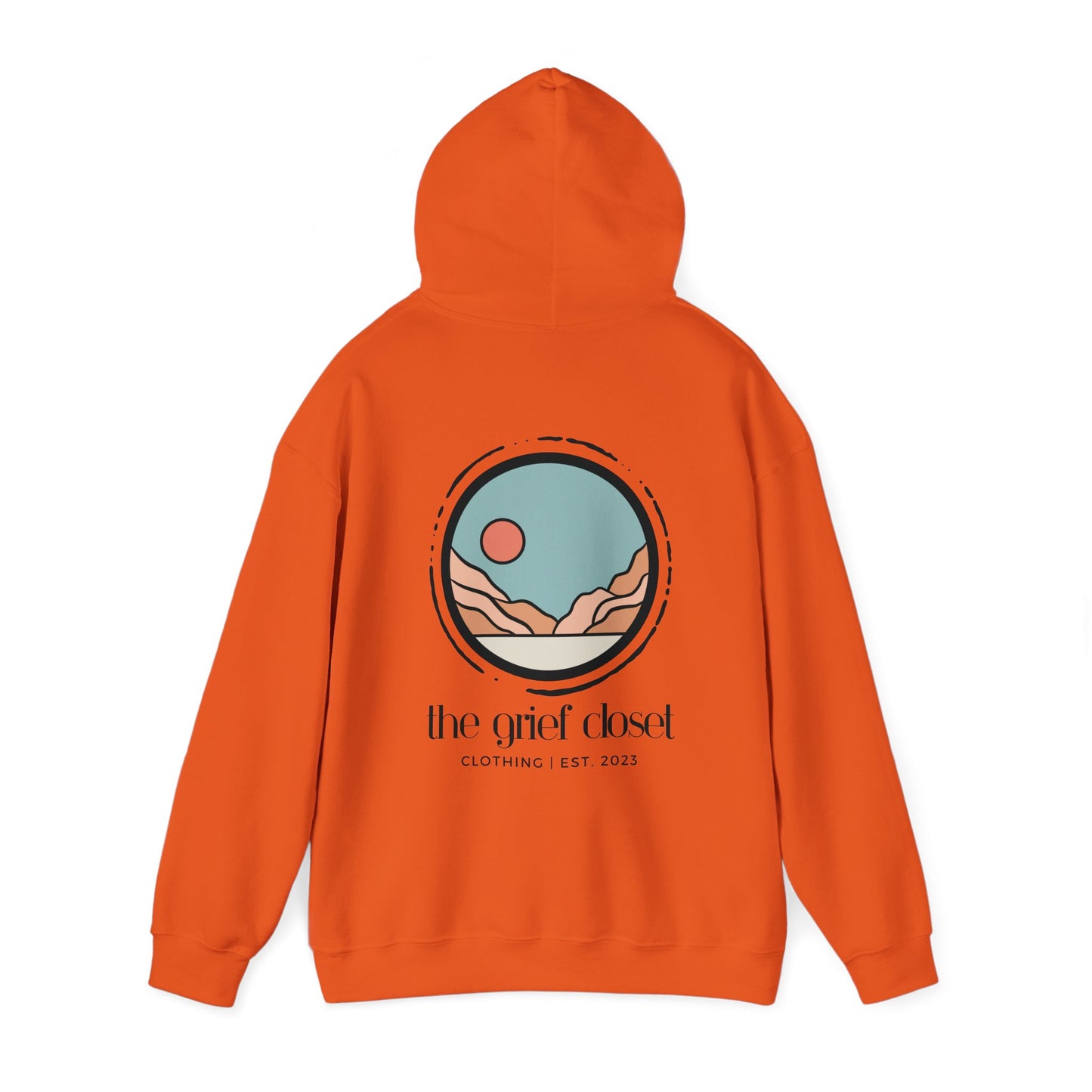 The Grief Closet Logo Front and Back | Dark Text Hoodie